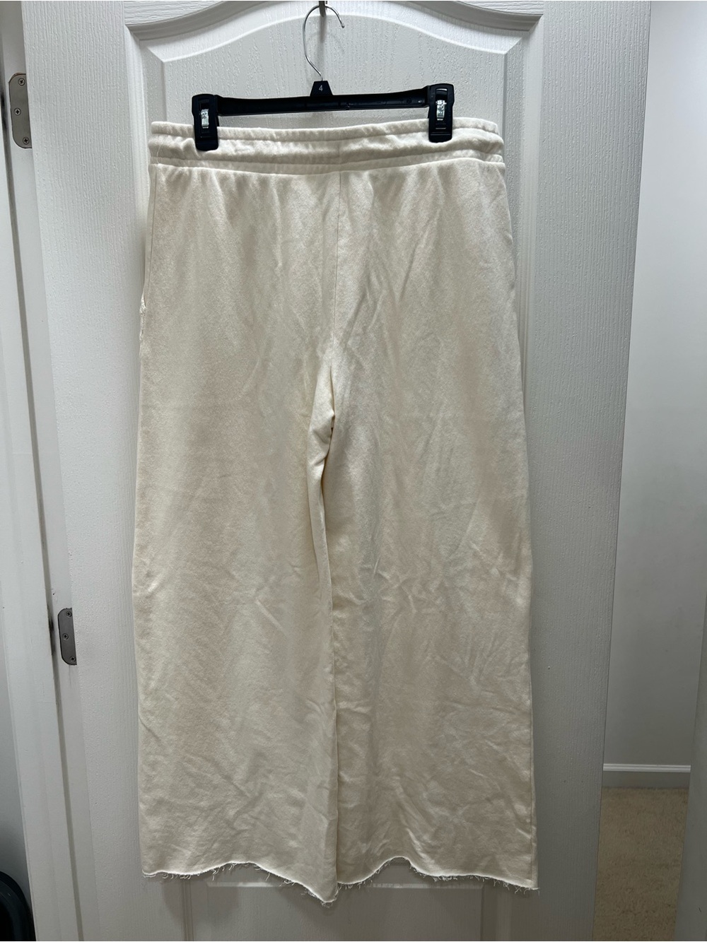 Peace Love World Cream Ankle Pant French Terry Fabric and Crochet Pocket Details - Picture 2 of 5